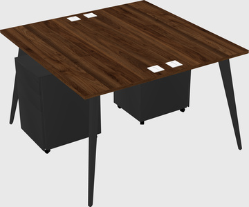 Shared rectangular office desk system