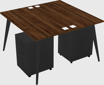 Shared rectangular office desk system