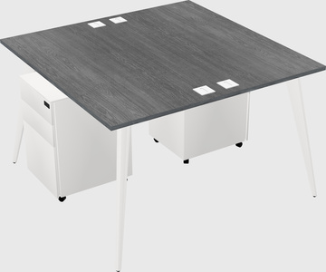Shared rectangular office desk system