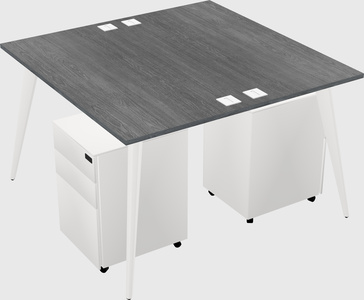 Shared rectangular office desk system