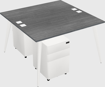 Shared rectangular office desk system