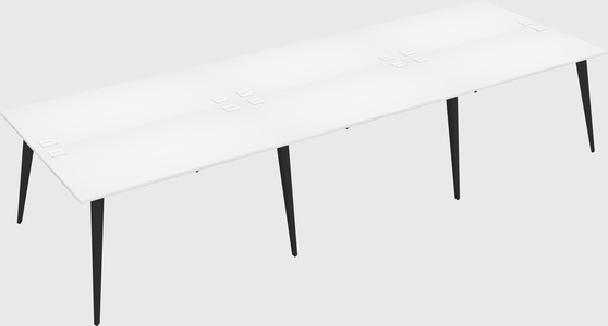 Shared rectangular office desk system