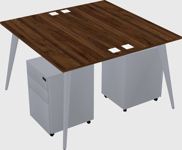 Shared rectangular office desk system