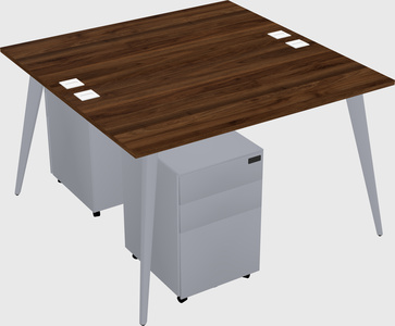 Shared rectangular office desk system