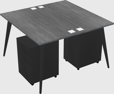 Shared rectangular office desk system