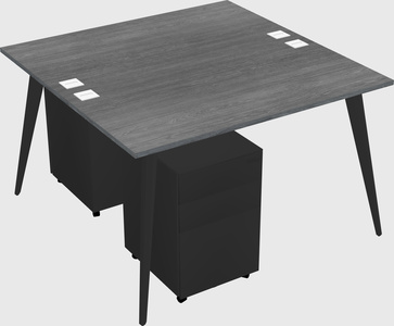Shared rectangular office desk system