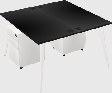 Shared rectangular office desk system