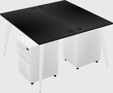 Shared rectangular office desk system