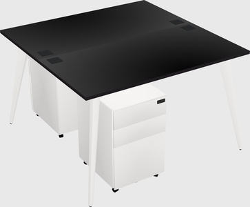 Shared rectangular office desk system