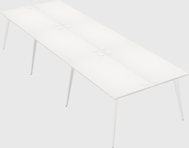 Shared rectangular office desk system
