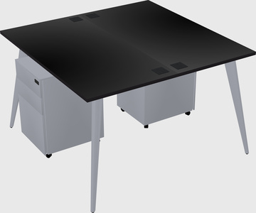 Shared rectangular office desk system