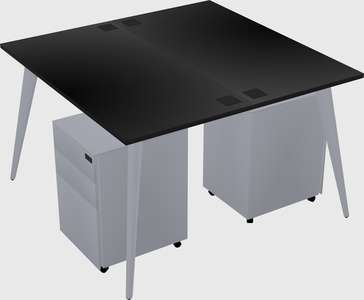Shared rectangular office desk system