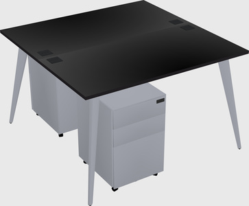 Shared rectangular office desk system