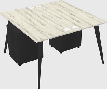 Shared rectangular office desk system