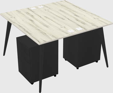 Shared rectangular office desk system
