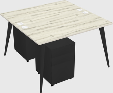 Shared rectangular office desk system