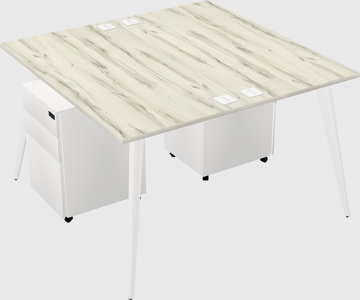 Shared rectangular office desk system