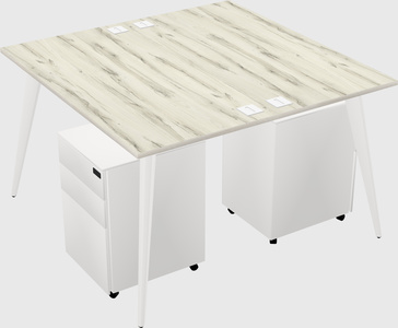 Shared rectangular office desk system
