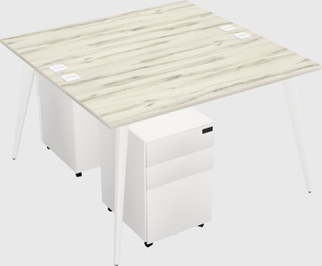 Shared rectangular office desk system