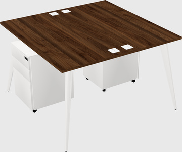 Shared rectangular office desk system