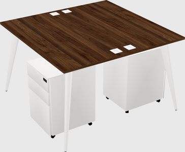 Shared rectangular office desk system