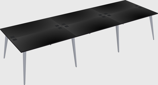 Shared rectangular office desk system