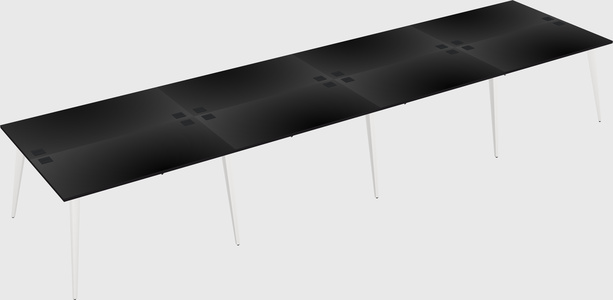 Shared rectangular office desk system