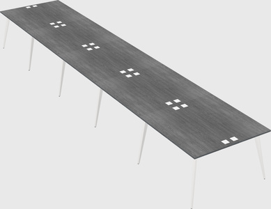 Shared rectangular office desk system