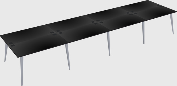 Shared rectangular office desk system