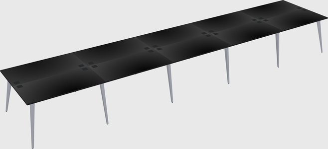 Shared rectangular office desk system