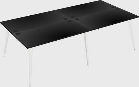 Shared rectangular office desk system