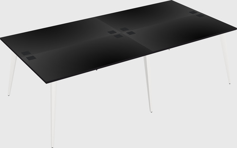 Shared rectangular office desk system