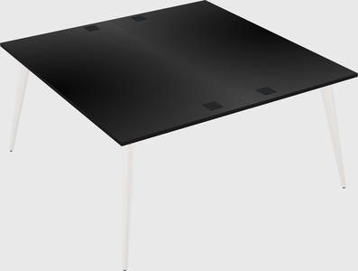 Shared rectangular office desk system