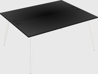 Shared rectangular office desk system