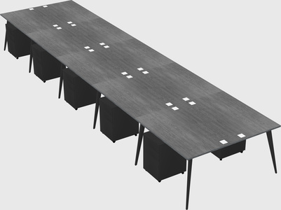 Shared rectangular office desk system