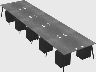 Shared rectangular office desk system