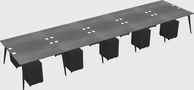 Shared rectangular office desk system