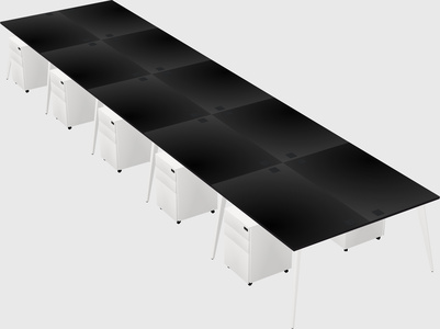 Shared rectangular office desk system