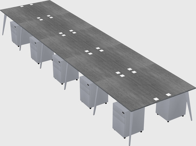 Shared rectangular office desk system