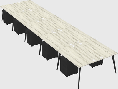 Shared rectangular office desk system