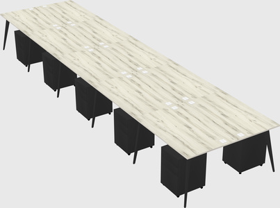 Shared rectangular office desk system