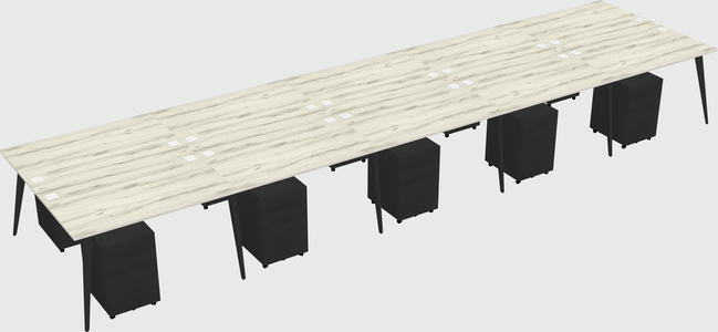 Shared rectangular office desk system