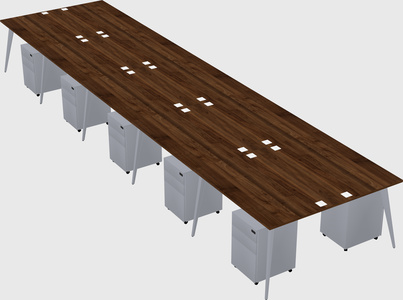 Shared rectangular office desk system