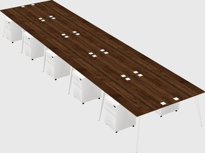 Shared rectangular office desk system