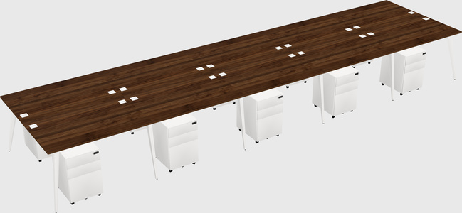 Shared rectangular office desk system
