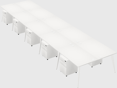 Shared rectangular office desk system