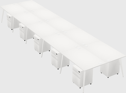 Shared rectangular office desk system