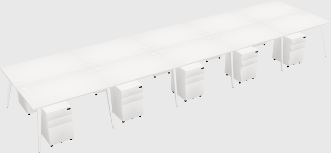 Shared rectangular office desk system