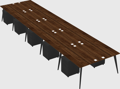 Shared rectangular office desk system