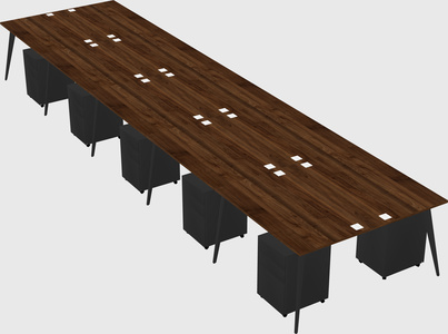 Shared rectangular office desk system